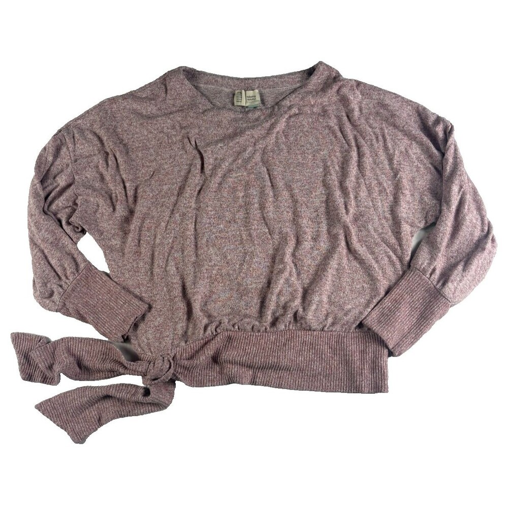Saturday Sunday Anthropologie Emilia Top L Mauve Marled Tie Waist Brushed Fleece